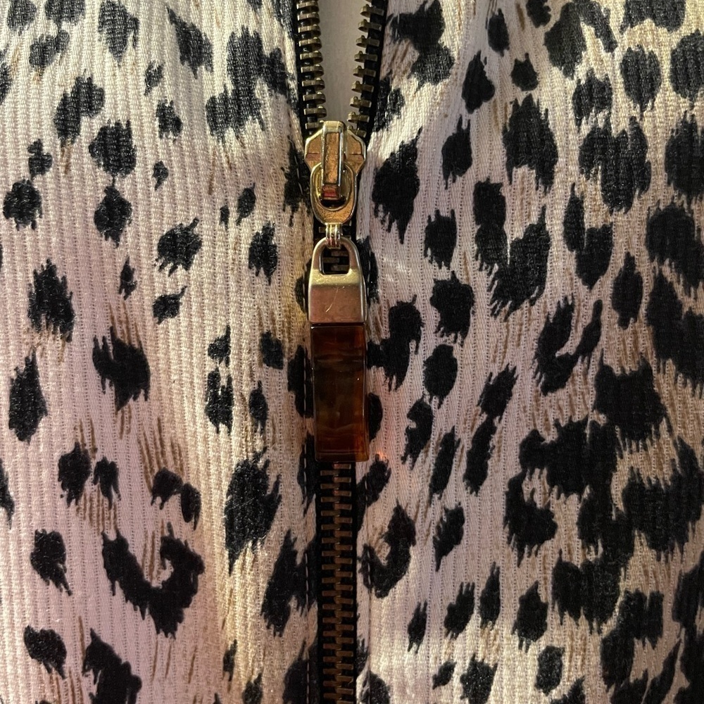 Gantos Vintage 1980s Bomber Jacket Size Medium Leopard Print Shoulder Pads - Picture 4 of 8